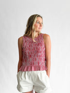 Alice Red Gingham Smocked Sleeveless Top