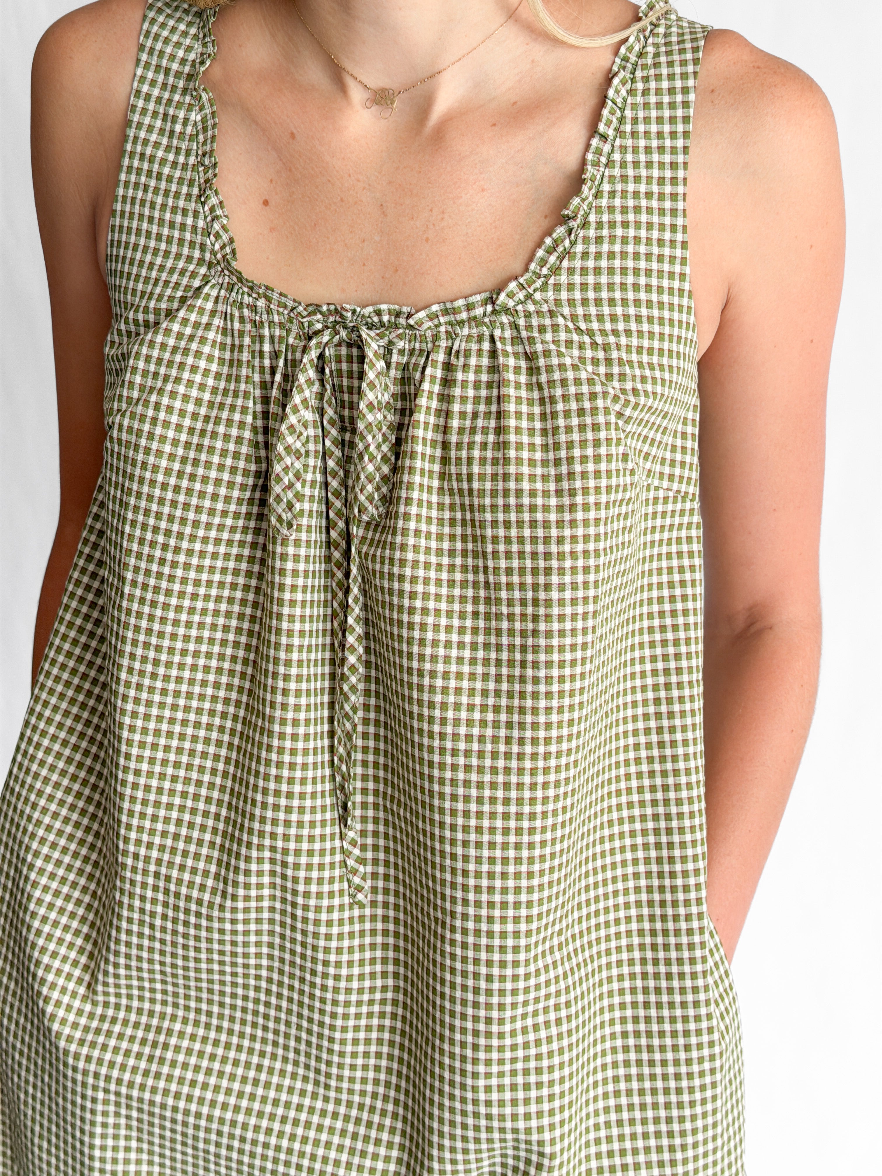 Ashley Green Plaid Sleeveless Swing Mini Dress