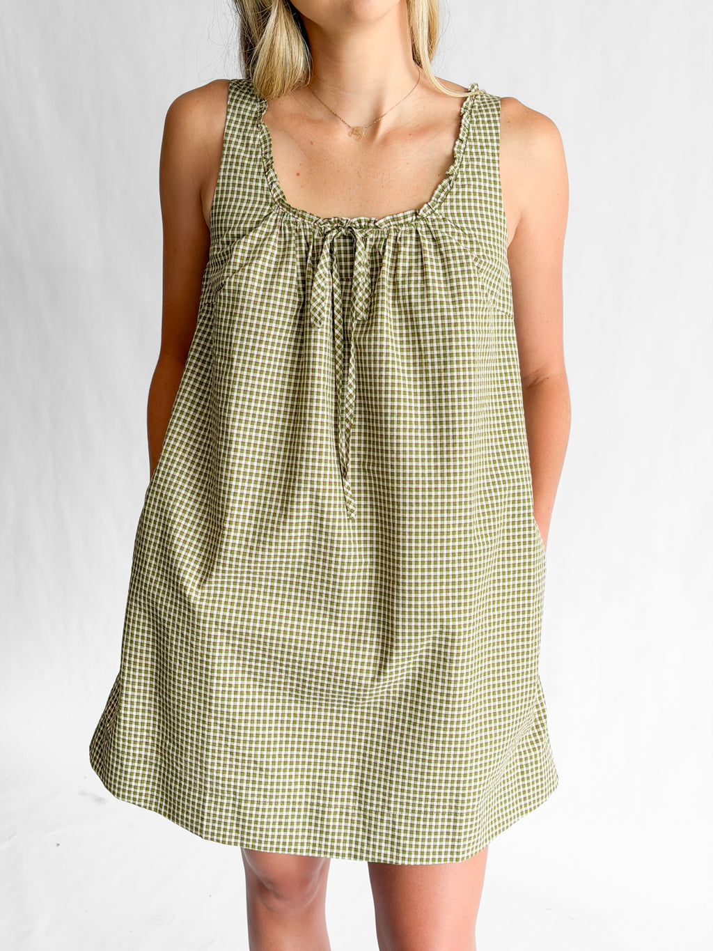 Ashley Green Plaid Sleeveless Swing Mini Dress