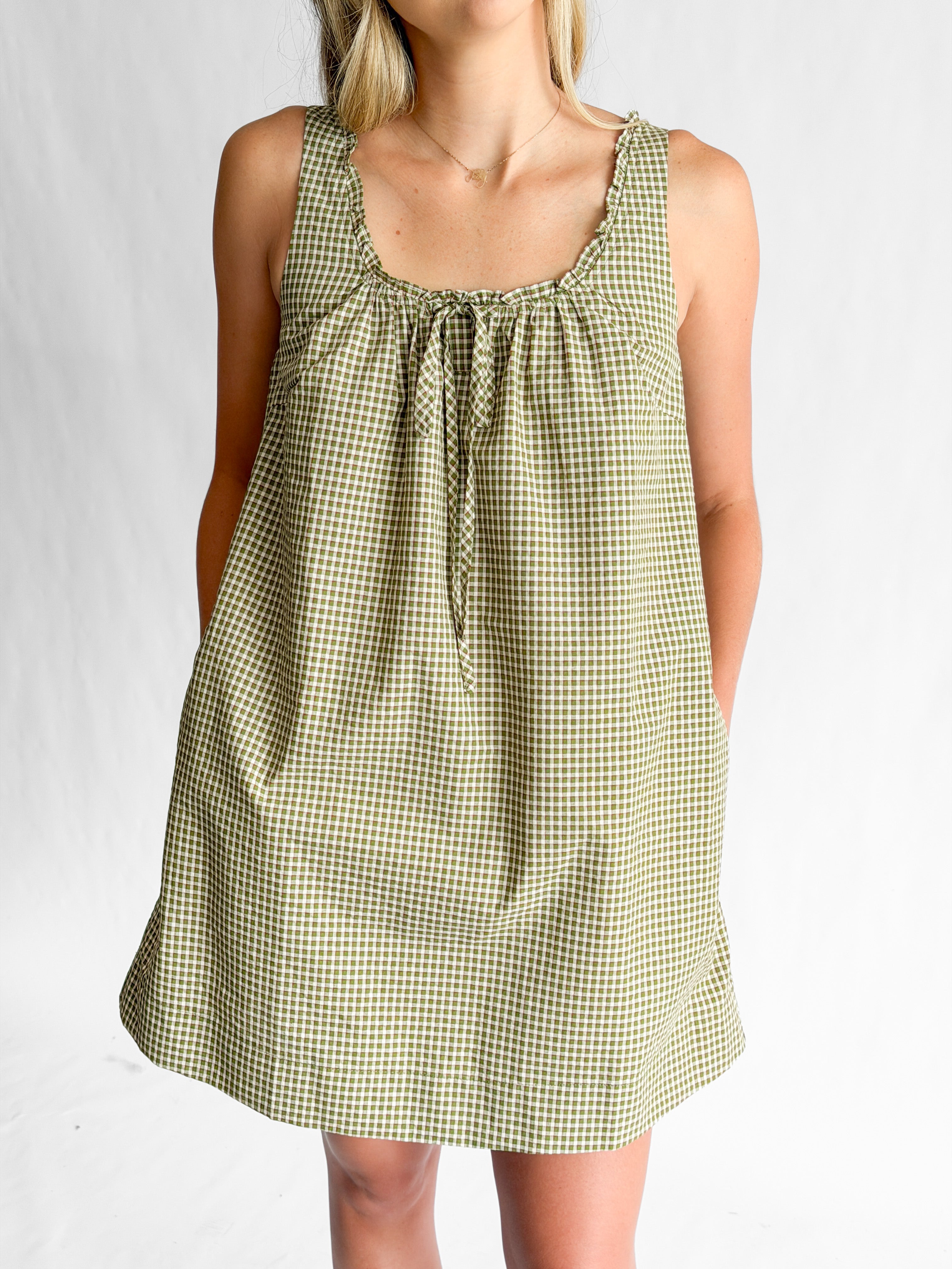 Ashley Green Plaid Sleeveless Swing Mini Dress