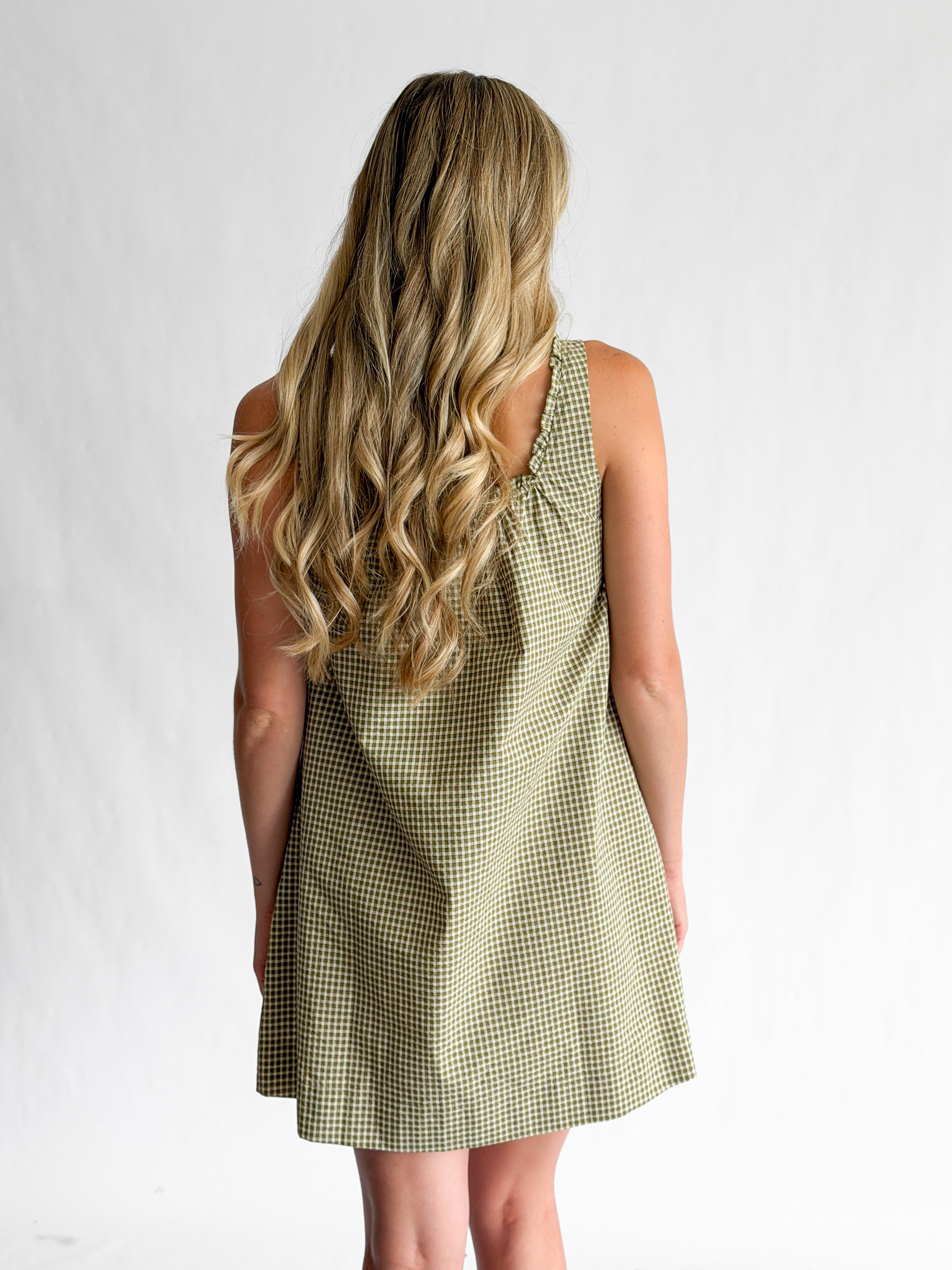 Ashley Green Plaid Sleeveless Swing Mini Dress