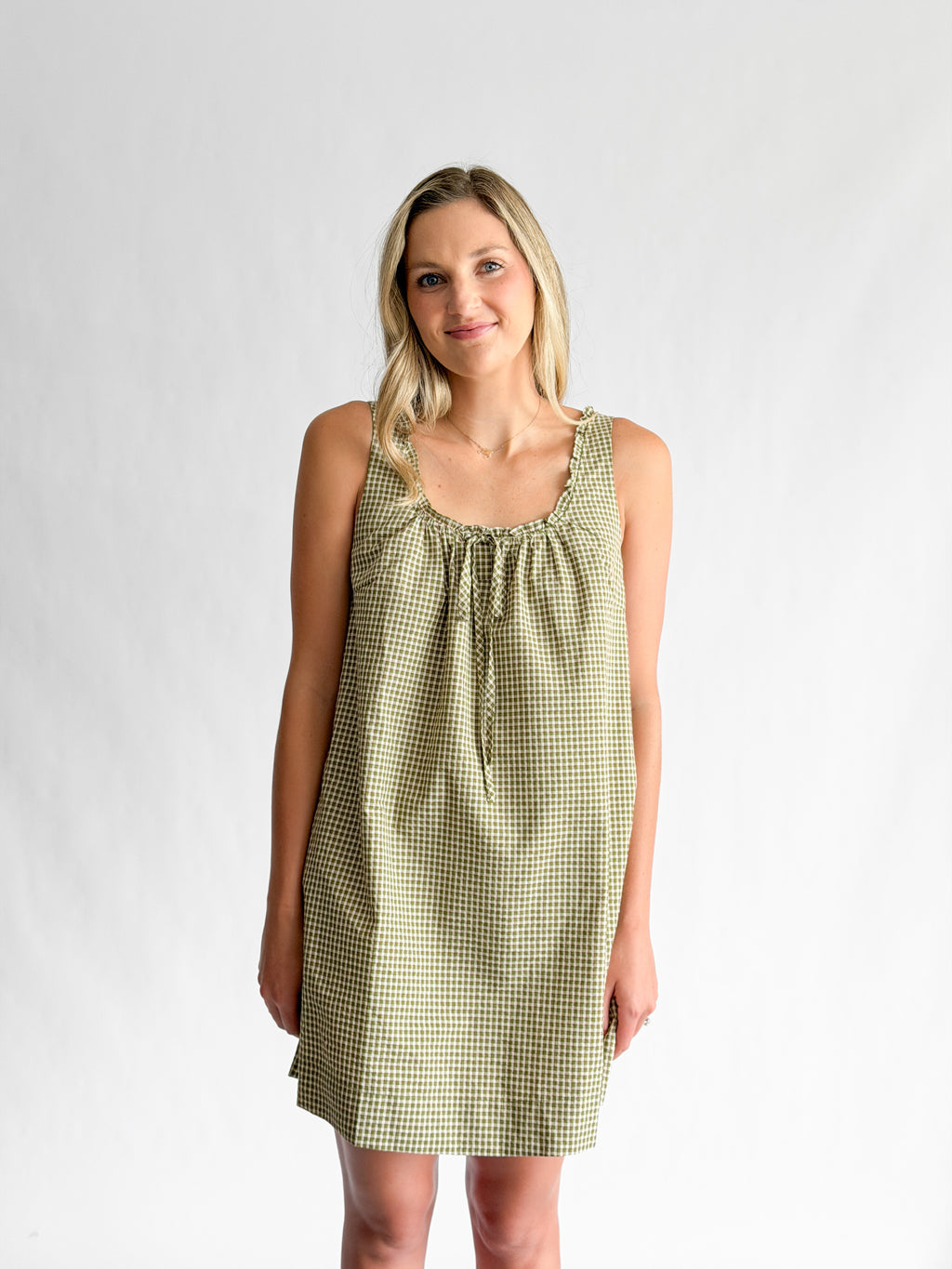 Ashley Green Plaid Sleeveless Swing Mini Dress