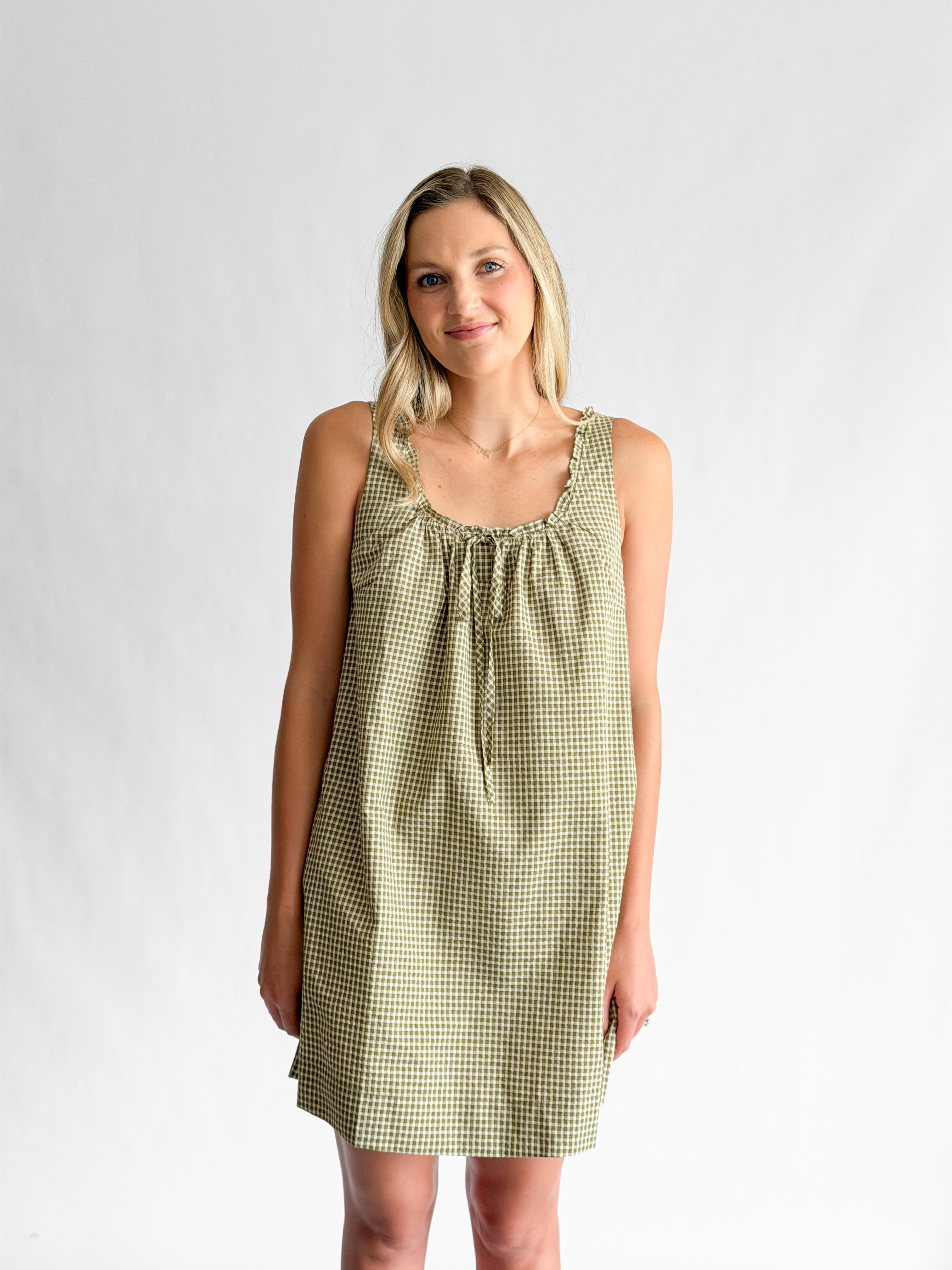 Ashley Green Plaid Sleeveless Swing Mini Dress