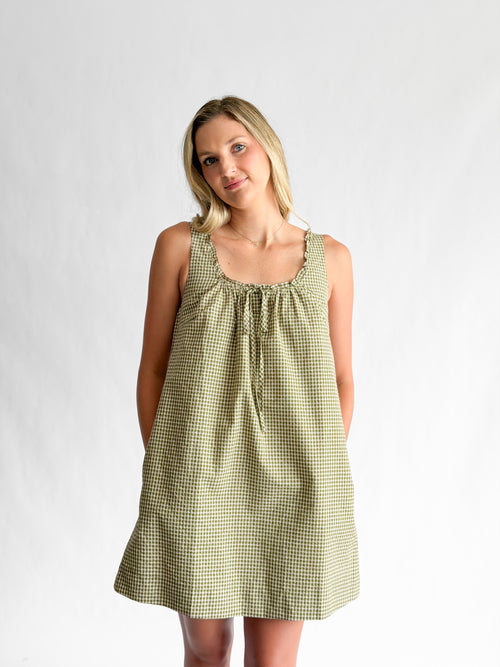 Ashley Green Plaid Sleeveless Swing Mini Dress