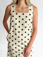 Alexis Cream and Black Polka Dot Square Neck Mini Dress