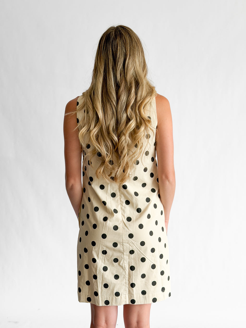 Alexis Cream and Black Polka Dot Square Neck Mini Dress