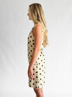 Alexis Cream and Black Polka Dot Square Neck Mini Dress