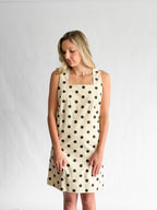 Alexis Cream and Black Polka Dot Square Neck Mini Dress