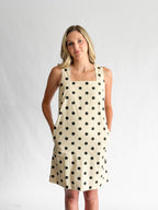 Alexis Cream and Black Polka Dot Square Neck Mini Dress