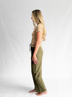 Things Between Aiden Olive Green Pleated Relaxed Pants