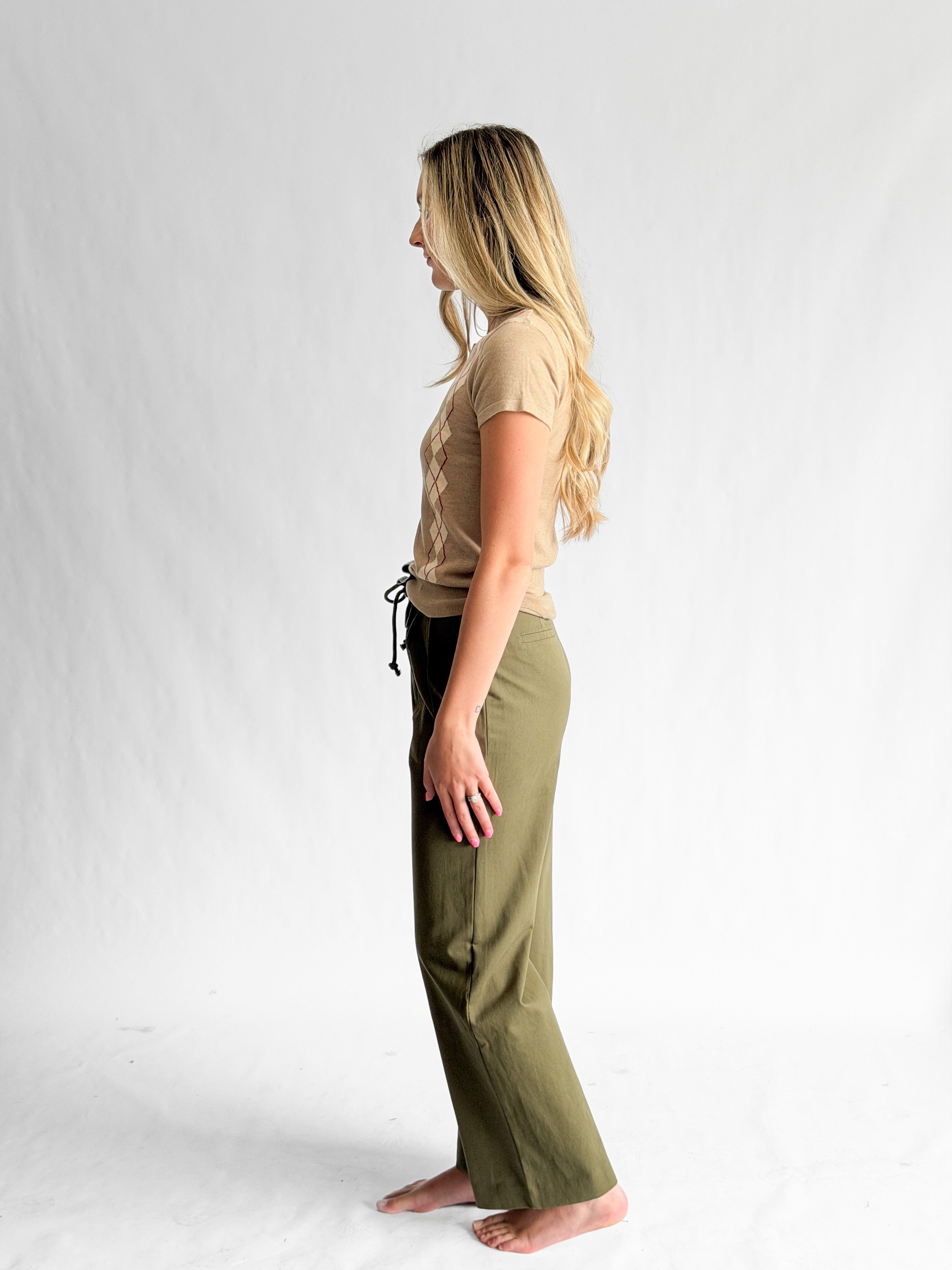 Things Between Aiden Olive Green Pleated Relaxed Pants