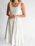 PINCH Ariel White Cotton Poplin Sleeveless Midi Dress