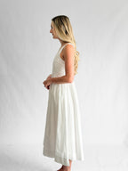 PINCH Ariel White Cotton Poplin Sleeveless Midi Dress