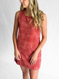 Aurora Red Washed Bandana Print Sleeveless Mini Dress