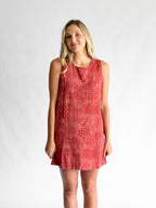 Aurora Red Washed Bandana Print Sleeveless Mini Dress