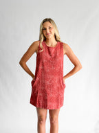 Aurora Red Washed Bandana Print Sleeveless Mini Dress