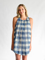 Sofie the Label Annie Blue Gingham Sleeveless Bubble Mini Dress