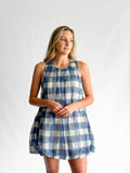 Sofie the Label Annie Blue Gingham Sleeveless Bubble Mini Dress