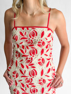 Aubrey Crochet Floral Lace Sleeveless Mini Dress (Red)