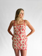 Aubrey Crochet Floral Lace Sleeveless Mini Dress (Red)