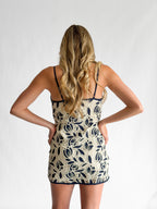 Aubrey Crochet Floral Lace Sleeveless Mini Dress (Navy)