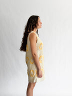 Brielle Yellow Crochet Patterned Tank Mini Dress