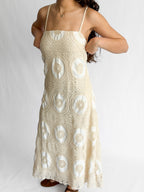 Blair Cream Medallion Crochet Sleeveless Midi Dress