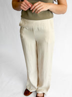 Bonnie Cream Pleated Relaxed Straight Leg Pants