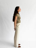 Bonnie Cream Pleated Relaxed Straight Leg Pants