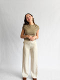 Bonnie Cream Pleated Relaxed Straight Leg Pants