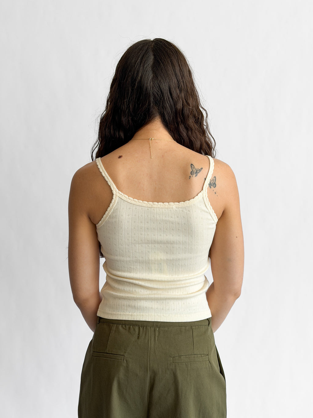 By Together Beck Cream Cotton Pointelle Cami Tank Top