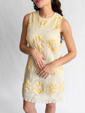 Brielle Yellow Crochet Patterned Tank Mini Dress
