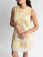 Brielle Yellow Crochet Patterned Tank Mini Dress