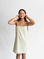 Lucy Paris Matiara Cream Beaded Shift Mini Dress