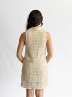 Claire Cream Crochet Lace Sleeveless Collared Mini Dress