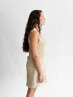 Claire Cream Crochet Lace Sleeveless Collared Mini Dress