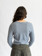 Carter Slate Blue Buttoned Cardigan Long Sleeve Top