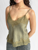 Lucy Paris Rio Green Lace Trim Sleeveless Top