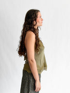 Lucy Paris Rio Green Lace Trim Sleeveless Top