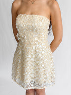 Lucy Paris Luna Cream Sequin Overlay Sleeveless Mini Dress