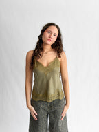Lucy Paris Rio Green Lace Trim Sleeveless Top