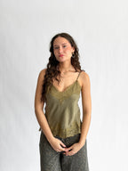 Lucy Paris Rio Green Lace Trim Sleeveless Top