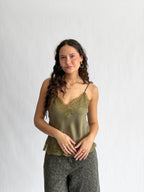 Lucy Paris Rio Green Lace Trim Sleeveless Top
