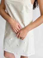 Lucy Paris Matiara Cream Beaded Shift Mini Dress