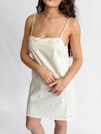 Lucy Paris Matiara Cream Beaded Shift Mini Dress