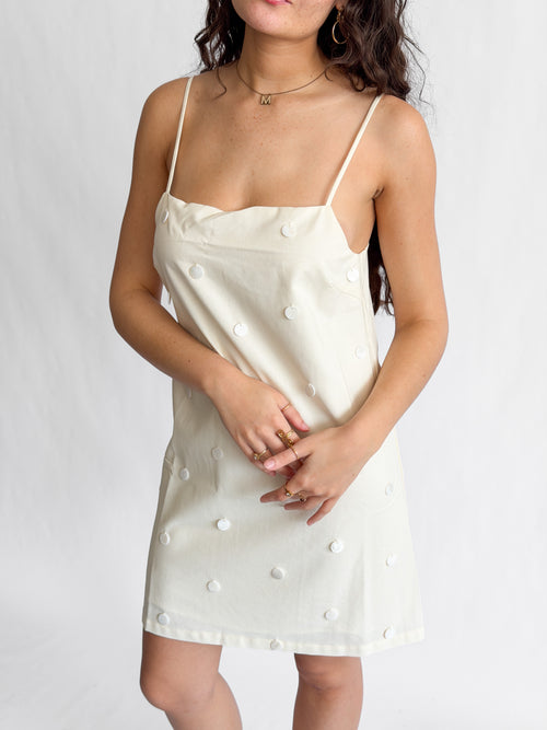 Lucy Paris Matiara Cream Beaded Shift Mini Dress