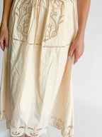 Vera Cream Eyelet Detail Stretch Waist Midi Skirt