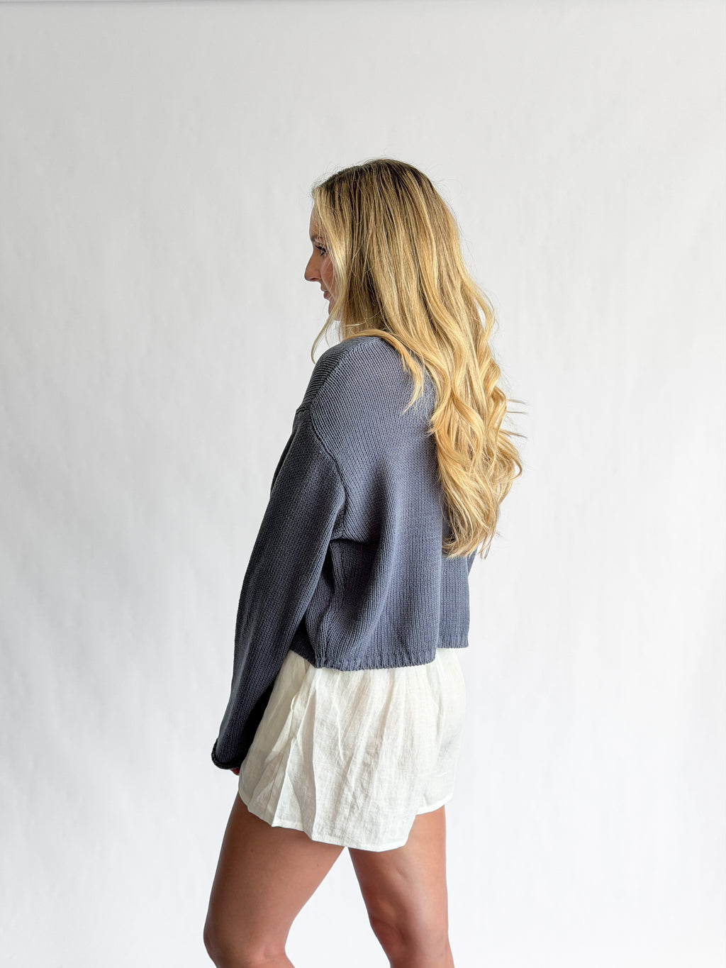 By Together Venus White Woven Linen Shorts