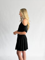 By Together Ursula Black Knit Spandex Asymmetrical Mini Dress