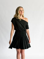 By Together Ursula Black Knit Spandex Asymmetrical Mini Dress